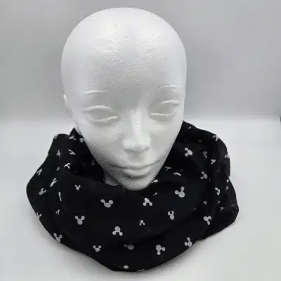 Disney Mickey Mouse Head Infinity Scarf Black White Read, View more