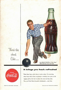 Vintage 1954 Coca-Cola Advertisement Man Bowling