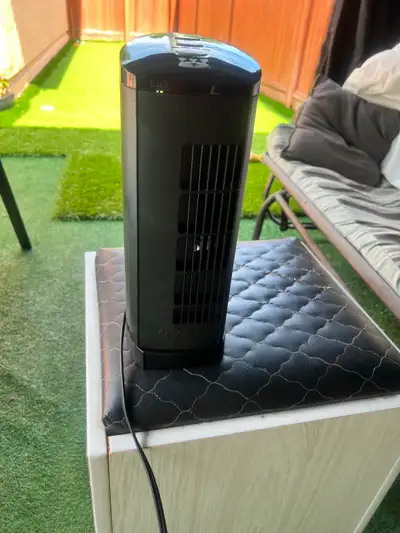 Cascade Black oscillating tower fan offers three speed settings, View more