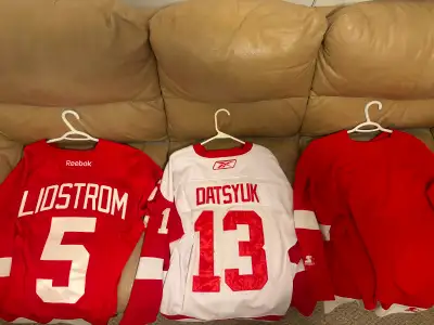 Detroit Red Wings Jerseys Lidstrom Datsyuk and One Unamed All XL, View more
