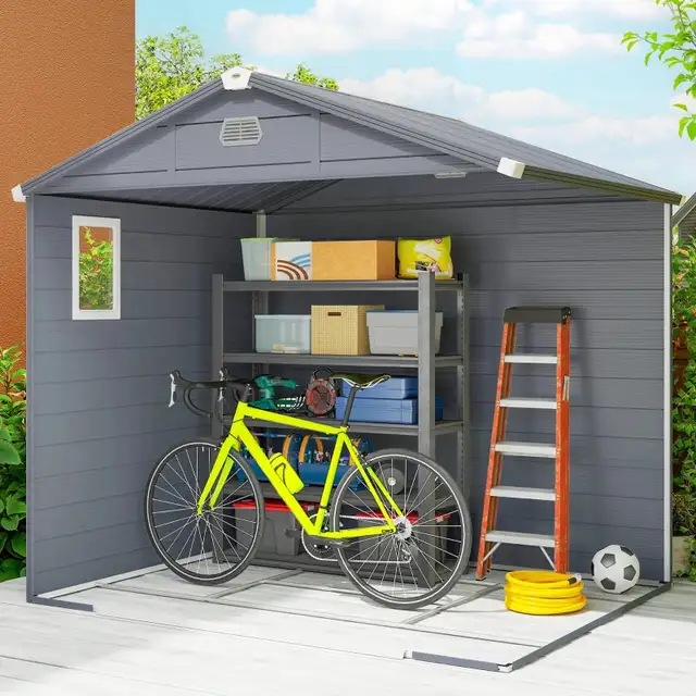8' x 6' Plastic Garden Storage Shed with Latch Door, Vents, Slop in Outdoor Tools & Storage in Markham / York Region - Image 10