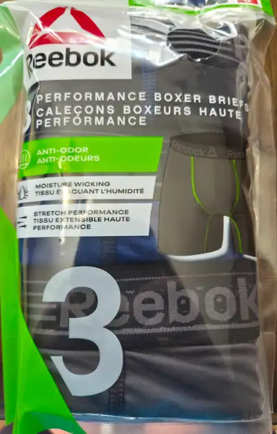 Mens - 3 pk - Reebok - Performance Boxer Briefs - Size L - New, View more
