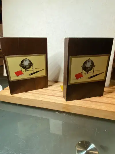 VTG Teak Wood Metal Mid Century Modern Bookends, View more