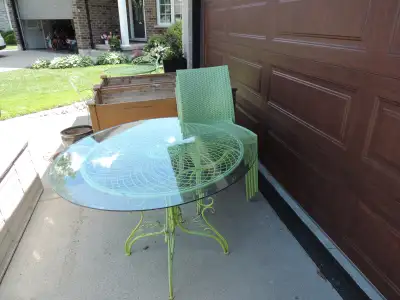 Glass top patio table, View more