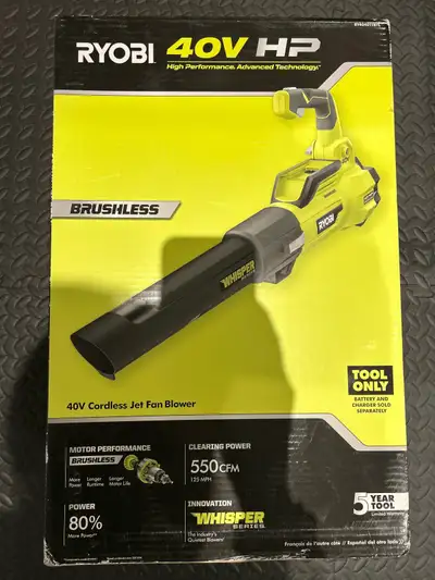 NEW Ryobi 40V Cordless Jet Fan Blower 550CGM Tool - No Battery, View more