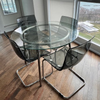 IKEA round glass table and 4 chairs