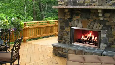 Villawood outdoor 36" wood fireplace(not as shown) slight embellishments, crated and ready to go Fir...