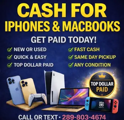 IPHONES & MACBOOKS WANTED – CASH PAID TODAY, View more