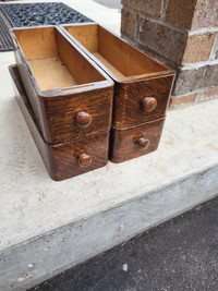4 Antique Oak Wood Sewing Machine Storage Drawers