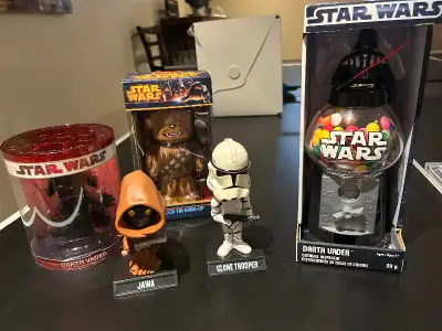 All for $35 Funko Star Wars Clone Trooper, Jawa Bobble Heads, Chewbacca Wind Up, Darth Vader Bubble...