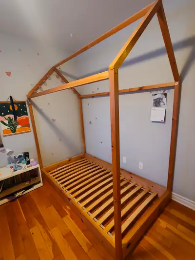 Lit simple enfant maisonnette + latte ikea single bed homemade, View more