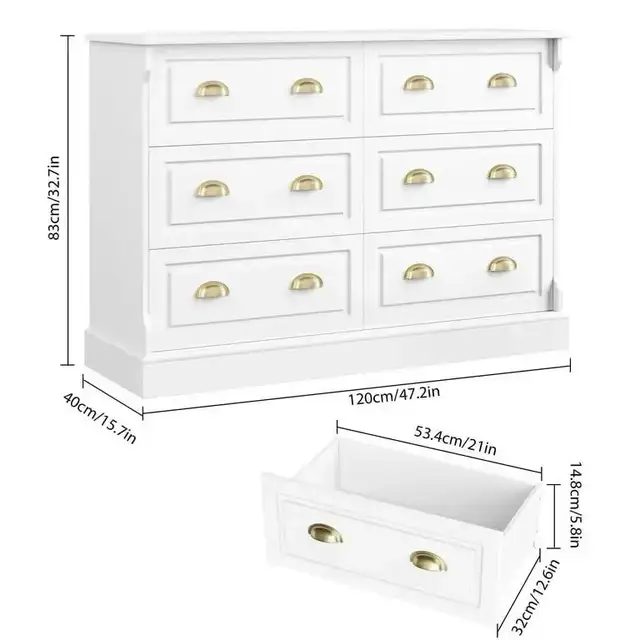 Beautiful 6 Drawer White Double Dresser, classic wardrobe  in Dressers & Wardrobes in Markham / York Region - Image 5