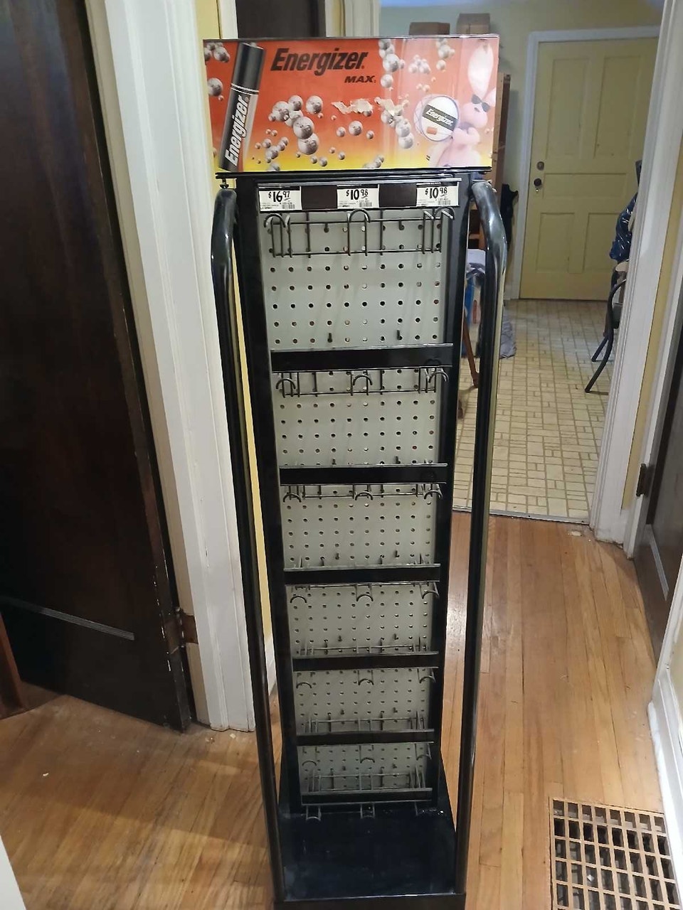 energizer batteries metal display rack with wheels ex condition ...