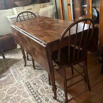 Wooden Drop-Leaf Dining Table with four Chairs, View more