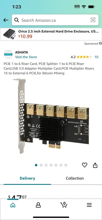 PCIE 1 to 6 Riser Card, PCIE Splitter 1 to 6 PCIE Riser Card,USB 3.0 Adapter Multiplier Card,PCIE Mu...