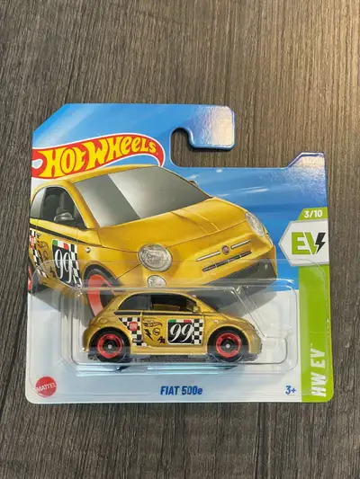 Hot wheels Short card Fiat 500e Gold or blue, View more