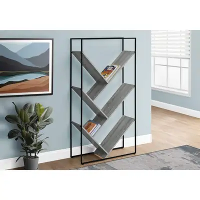 Modern 60” Bookshelf – 3 Tier – Grey & Black, View more