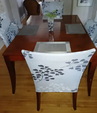 Dining room set & breakfast stools with stretch covers, View more