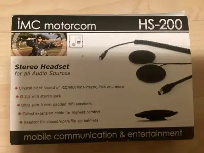 Set of IMC Motorcom speakers that can be installed inside a helmet. RCA plug to your device of choic...