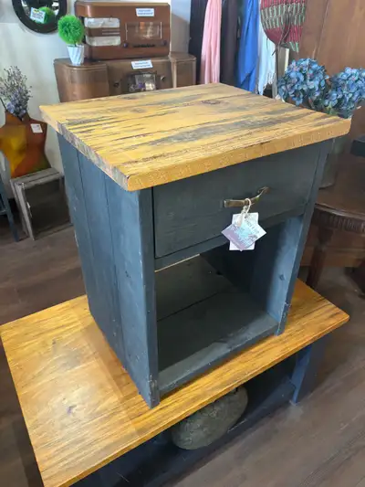 End table 1 drawer slate blue/exposed pine Local Artisan20”x17”, View more