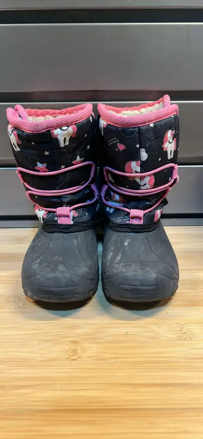 Made in Canada Keep your little one's feet warm and stylish with these adorable unicorn winter boots...