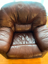 Genuine leather reclining coach and chair