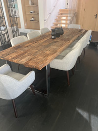 Dining Room Table - reclaimed wood with silver legs  