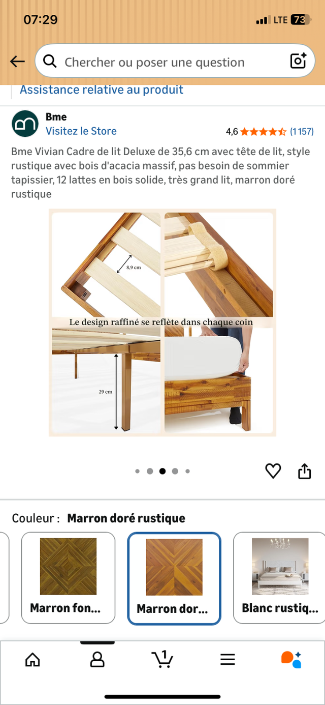 Lit King en bois Vivian Cadre de lit Deluxe de 35,6 cm in Beds & Mattresses in Longueuil / South Shore - Image 7