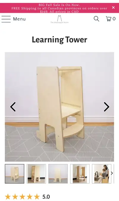 Montessori learning tower purchased from “the Montessori room” in Toronto. Like new condition, barel...