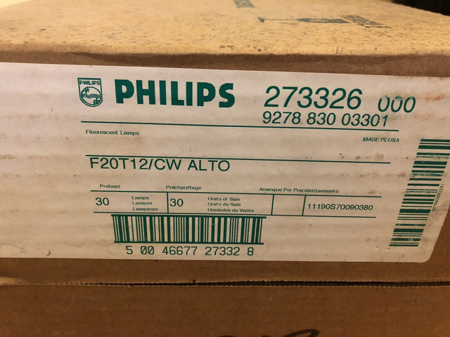 Box of 30 Philips F20T12/CW 20 Watt Fluorescent Bulbs, 24”, New in General Electronics in Cambridge - Image 3