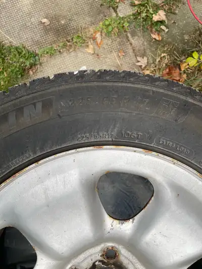Great snow and ice tires on rims with lots of tread. Tires were used on a 2019 Jeep Cherokee.