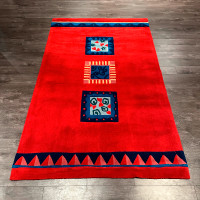 Funky Red Area Rug 8ft x 5ft