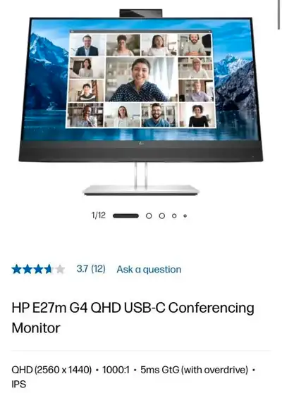 Brand New sealed HP E27m G4 QHD USB-C Conferencing Monitor QHD (2560 x 1440) 1000:1 5ms GtG (with ov...