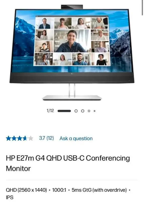 HP E27m G4 QHD USB-C Conferencing Monitor in Monitors in Laval / North Shore - Image 2