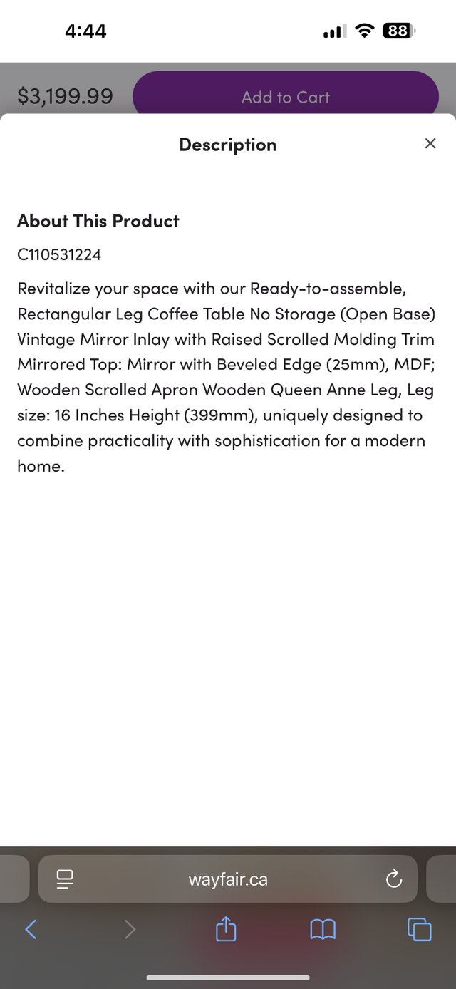 LUXURY Mirrored Top Mahogany Wood Coffee Table (retail $3200) in Coffee Tables in Ottawa - Image 7
