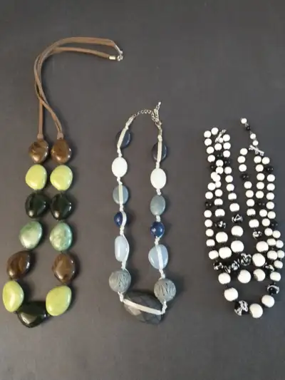 Various costume jewelry necklaces. Asking $5 each. Please check my other ads multi family sale.