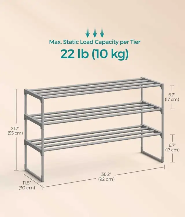 SONGMICS Shoe Rack, 3-Tier Shoe Organizer, in Storage & Organization in Mississauga / Peel Region - Image 3