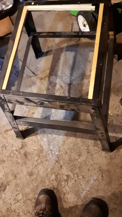 Saw stand has ftg. pads for floor protection-$20 Motor (with blade bushings and blade), and switch-$...