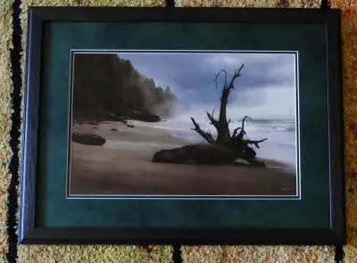 Lonely Beach matted and framed print, View more