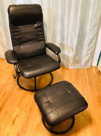 Like new genuine leather swivel chair & footstool 