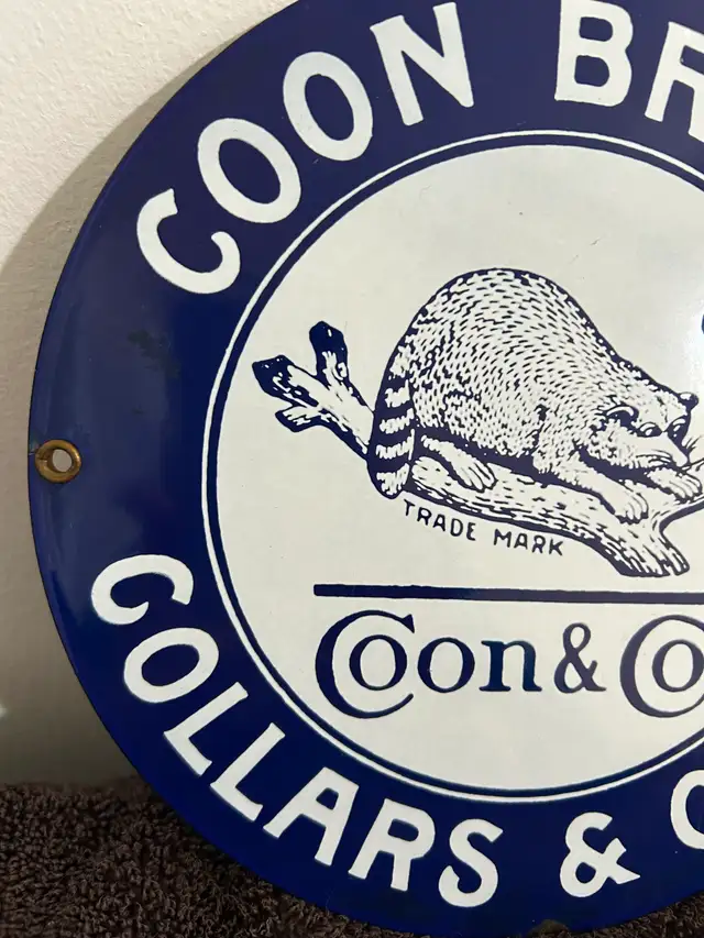 VINTAGE COON BRAND COLLARS & CUFFS PORCELAIN METAL SIGN | Arts ...