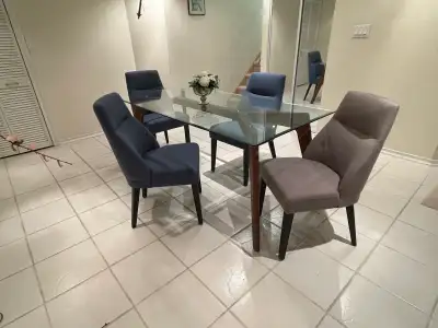 NEW GLASS DINING TABLE AND 4 CHAIRS , View more