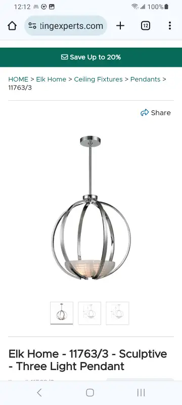 Brand new in box never used. Retails for over $600 plus tax. (M052). Sculptive 20'' Wide 3-Light Pen...
