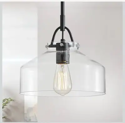 glass dome modern farmhouse hanging light with black, View more