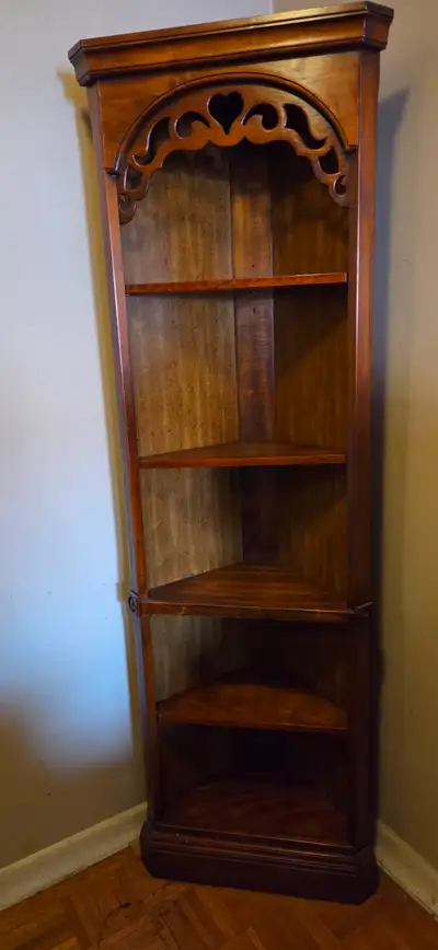 Corner Bookshelf with Decorative Top, View more