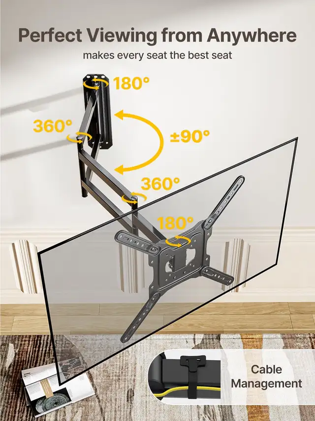 monTEK Long Arm TV Wall Mount - 23-65” - Up to 77lbs in TV Tables & Entertainment Units in Markham / York Region - Image 6