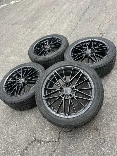 I have a set of rims and tires off a 2020 Tesla model Y long range dual motor 19 inch Tesla aftermar...