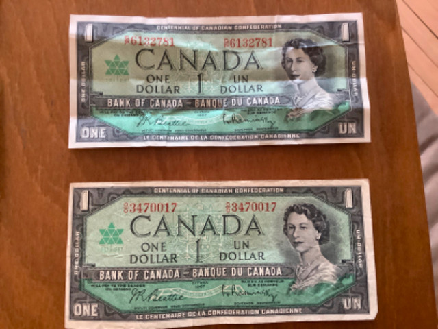Canadian $1 / $2 Dollar Bills- 5-$1/2-$2 Bills- 1967/73/86-Circ. in Arts & Collectibles in Thunder Bay - Image 4