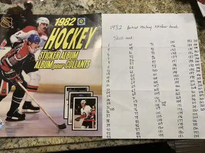 partially complete 1981, 1982, 1983 hockey sticker books, View more