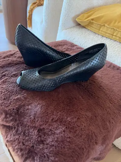 Rockport Black Leather Wedge Heels, View more